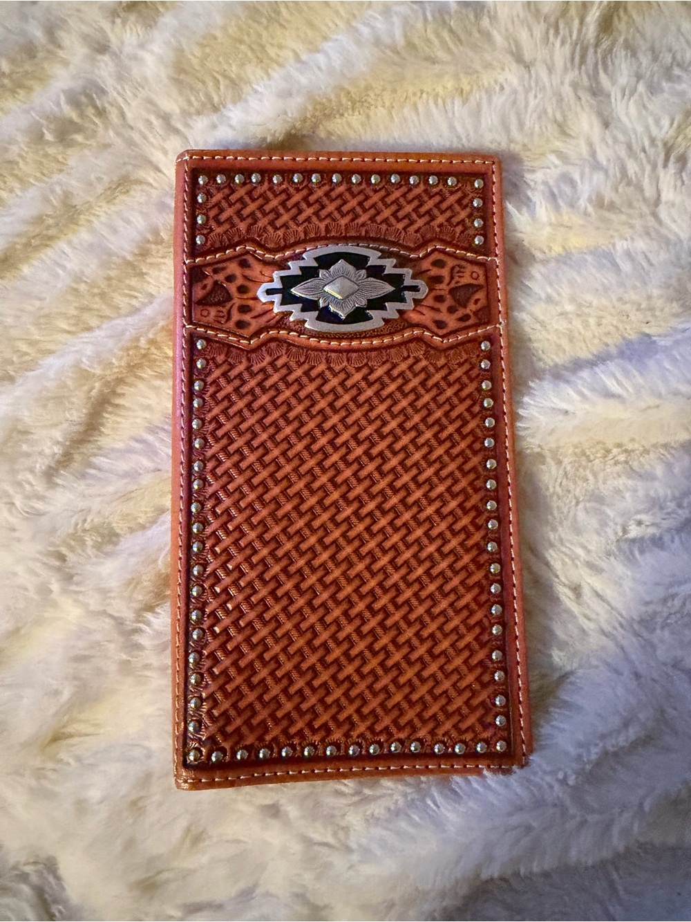 Ariat Leather Card Holder wallet in Brown with Silver Concho